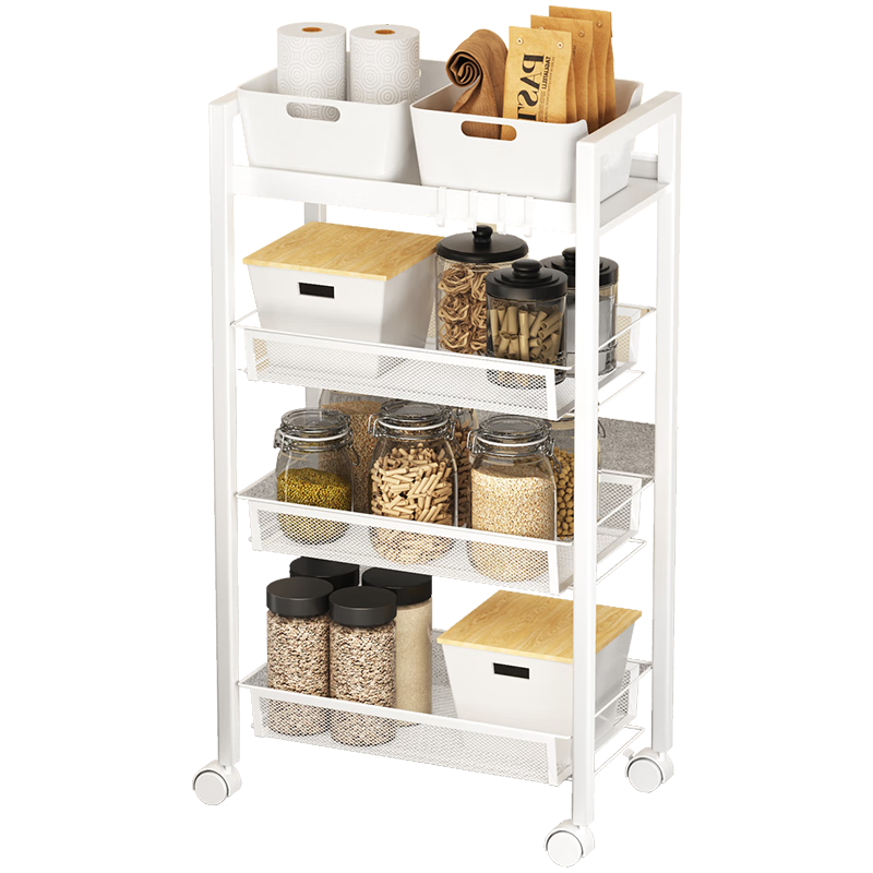 HOME ORGANIZER 溢彩年华 YCI1060-WH 厨房置物架 4层 45*26*84cm 磨砂白