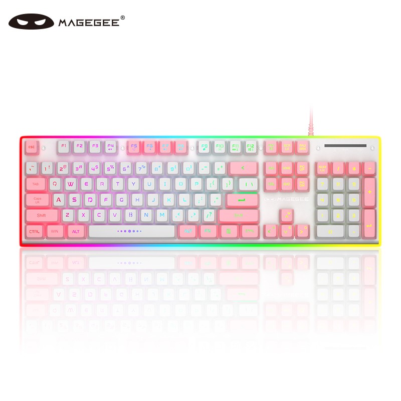 magegee gt838 拼装办公游戏键盘 rgb背光灯效薄膜键盘 真机械手感