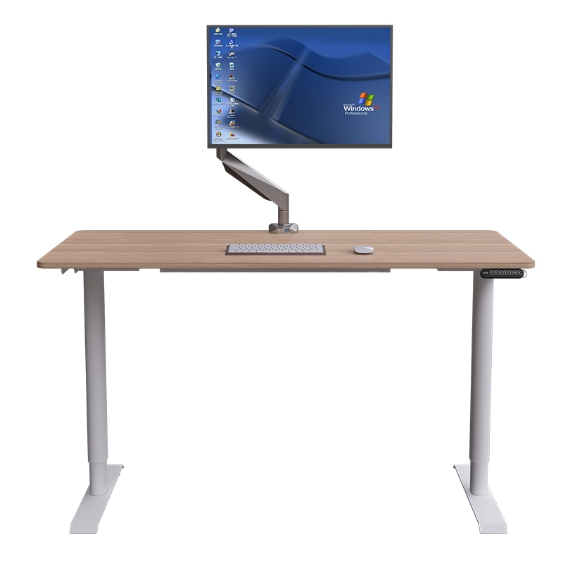 乐歌(Loctek)青春派E1-T原木色椭圆桌腿升降桌1.2m套装站立办公电动升降电脑桌办公桌