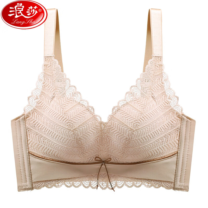 浪莎(langsha)性感蕾丝无钢圈加厚内衣小胸显大5厘米馒头杯聚拢上托收