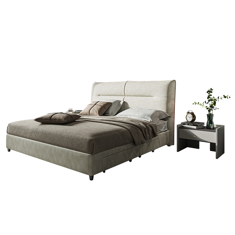 喜临门 现代简约意式科技布床 轻奢抽屉储物床 主卧婚床1.8m双人床 韦斯卡抽屉款 180*200cm