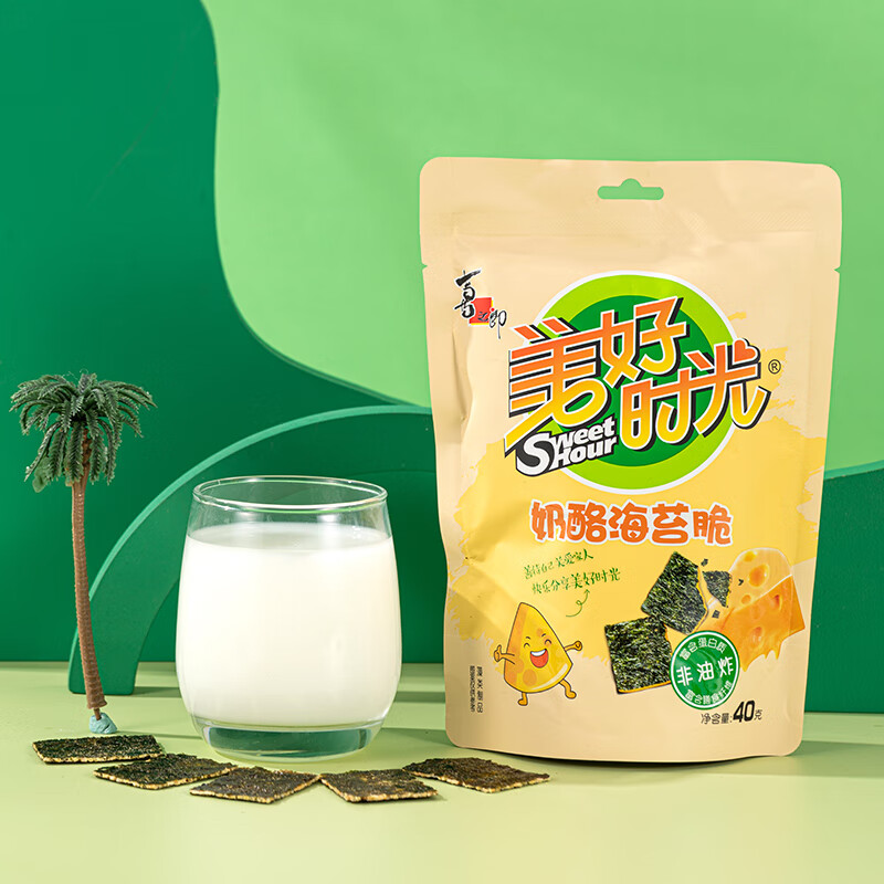 美好时光芝麻海苔脆 夹心芝麻海味即食 烤紫菜礼包节日儿童零食伴手礼 【奶酪海苔脆-约37片】 40g*1袋