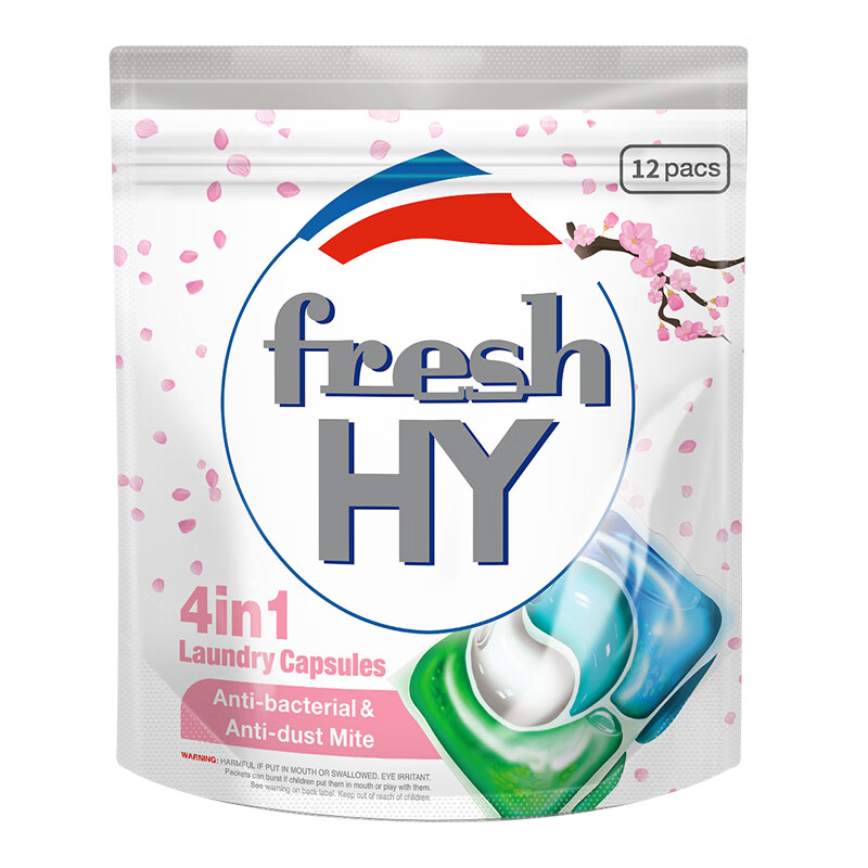 菁华洗衣凝珠freshHY清可新四合一洗衣珠洗衣液球持久留香抑菌除螨 樱花 12粒*1袋