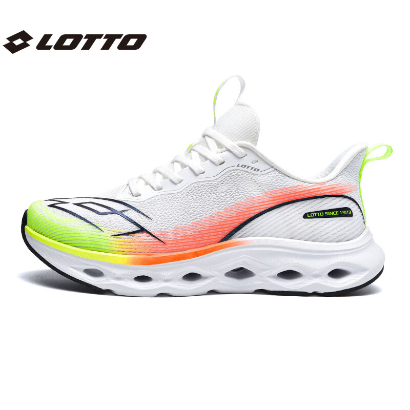 乐途（LOTTO）跑步鞋男春季官方网纱缓震防滑运动鞋百搭休闲鞋子 白/荧光绿【男款】 41