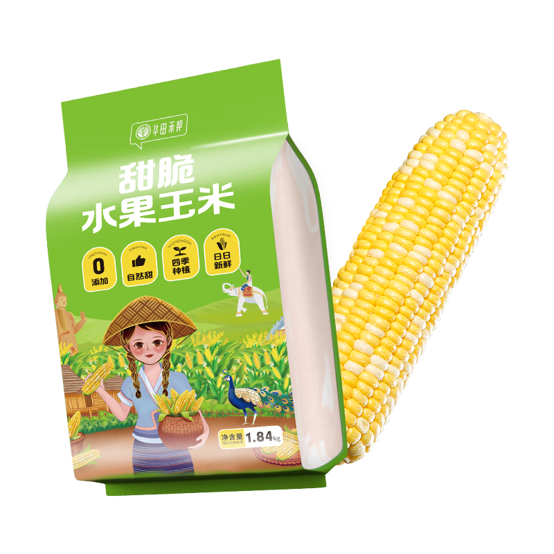 華田禾邦零0添加新玉米 云南水果玉米3.68斤（8根）甜黏玉米棒粒 雜糧禮包