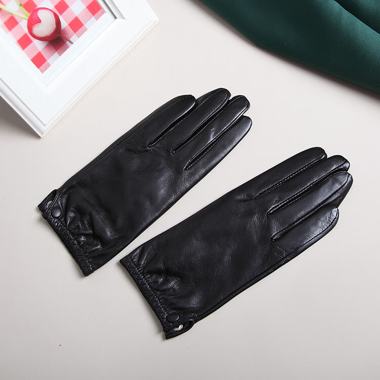 女士羊皮手套女秋冬薄款真皮小山羊皮超触屏丝里短款开车单皮驾驶汽车