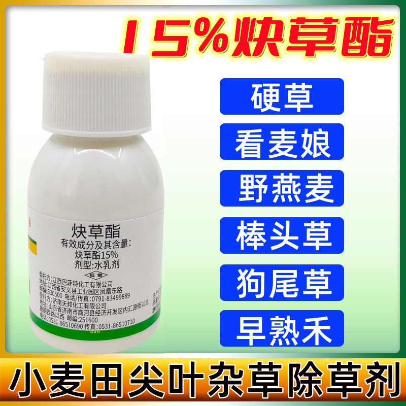 天邦15%炔草酯小麦田苗后菵草硬草棒头草禾本科杂草除草剂 50ml