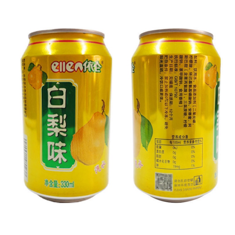 大连汽水易拉罐听装碳酸果味型饮料330毫升每罐 白梨味6听