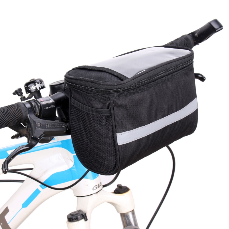 电动自行车挂包电瓶车置物储物收纳袋前把兜前置手机冰袋子骑行驼包装备 灰色 5寸