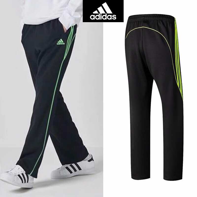 adidas阿迪达斯运动裤卫裤男裤束脚裤宽松直筒裤三条纹休闲长裤跑步