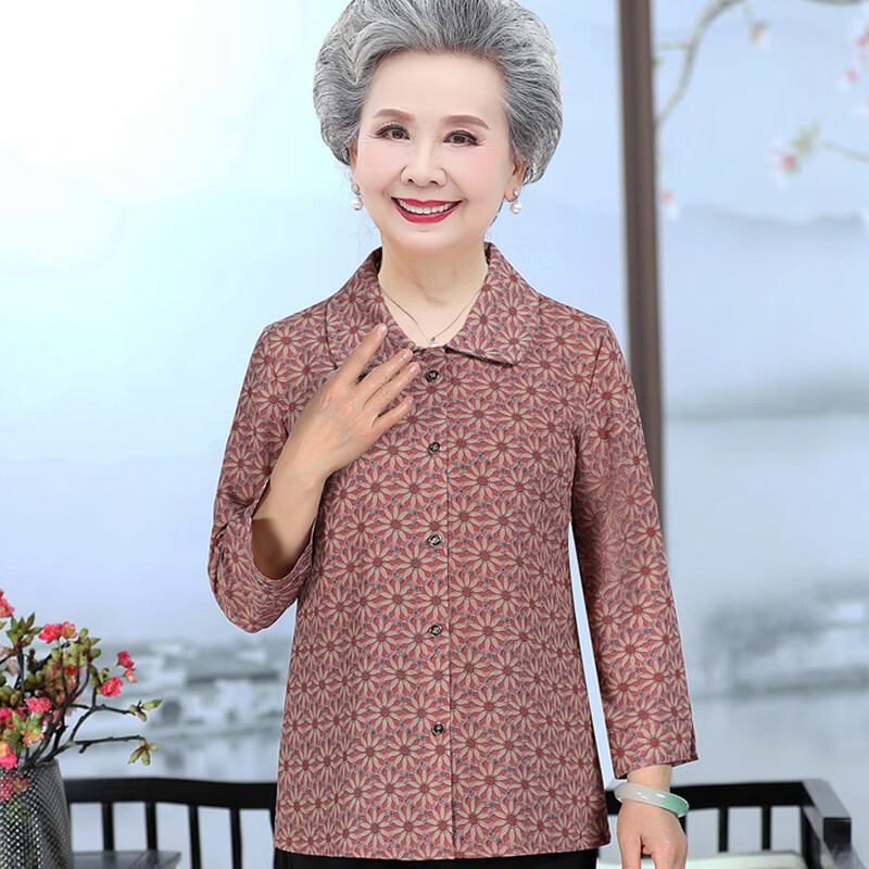 百鹿威老年衣服女50-60岁衬衫奶奶装夏装时尚中女装60-70-80岁老太太