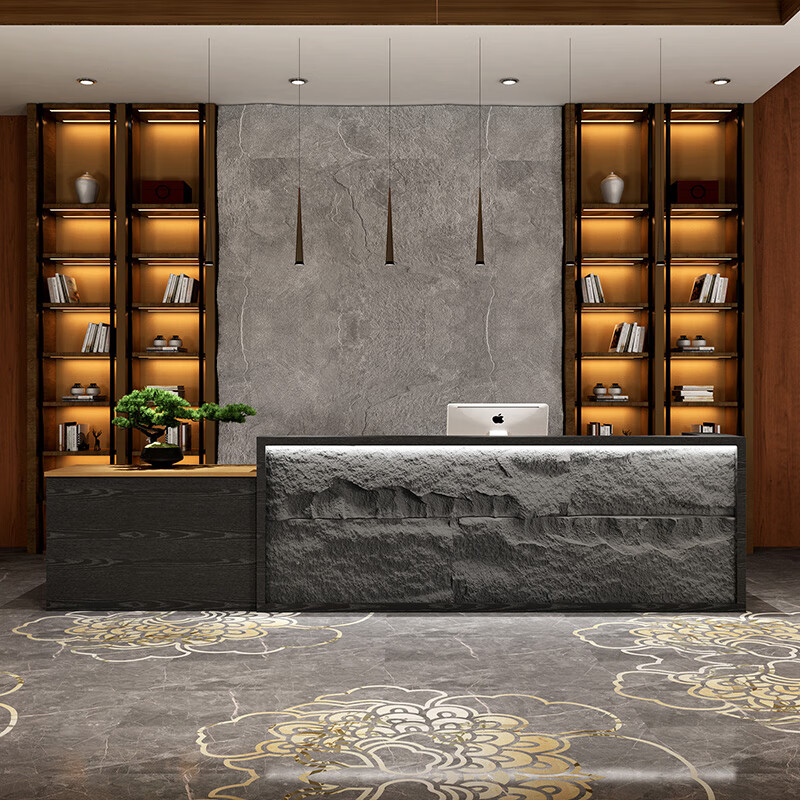 妙普乐 采耳足浴店收银台 美容院吧台现代轻奢弧形前台不锈钢收银台