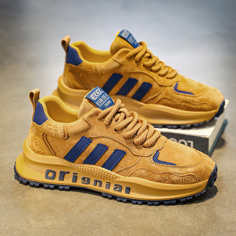 罗宾赐轻奢男鞋夏季新款老爹鞋男休闲鞋厚底增高鞋子男2026软底运动鞋 驼色 【高端男鞋】 39