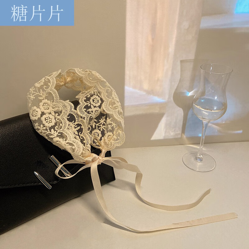 糖片片 法式蕾丝发带女夏温柔飘带绑发夏季薄款发箍仙女编发丝带头饰