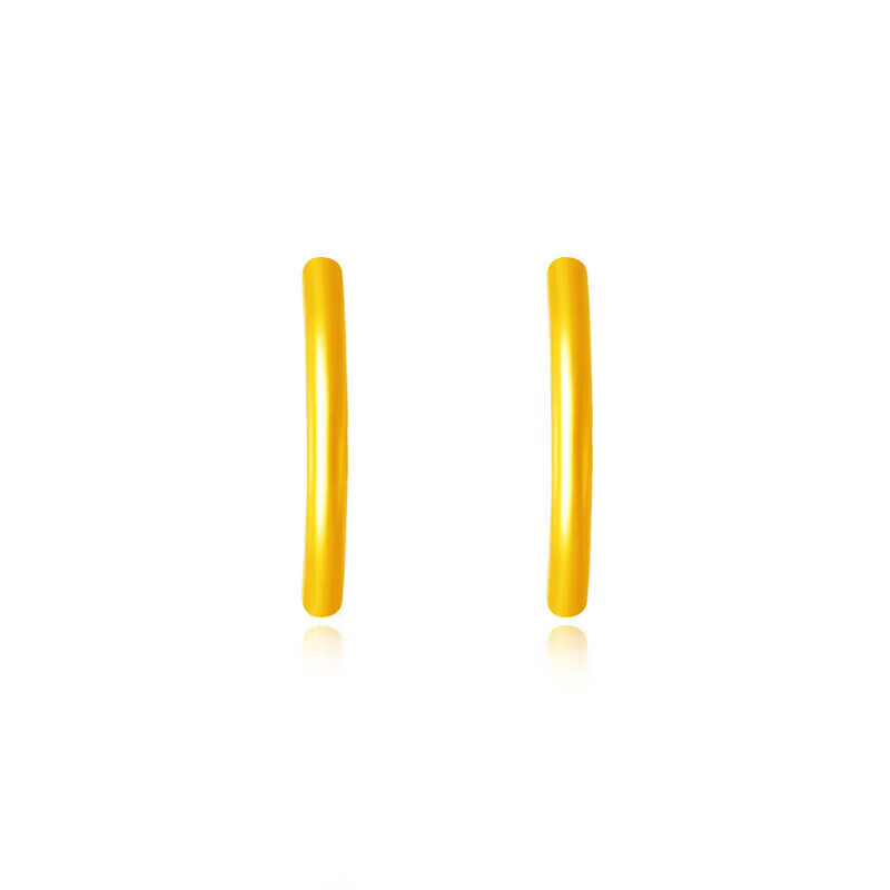 菜百首饰 黄金耳饰 女款足金素面抛光耳环 计价 约0.85克