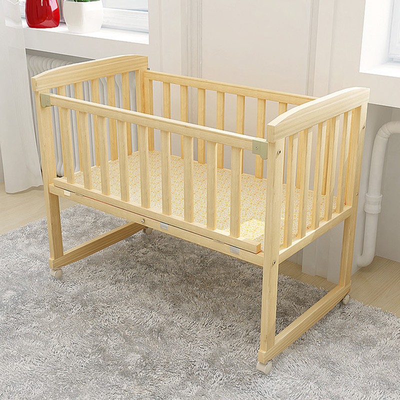 华子婴儿床实木无漆新生儿bb宝宝摇篮床多功能儿童可移动拼接床 小床（裸床）