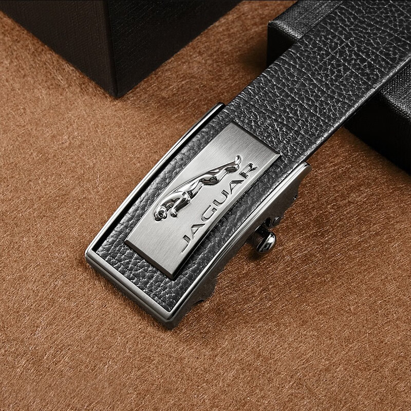 jaguar男士皮带国际十大品牌真牛皮自动扣皮带商务内扣不露尾裤腰带