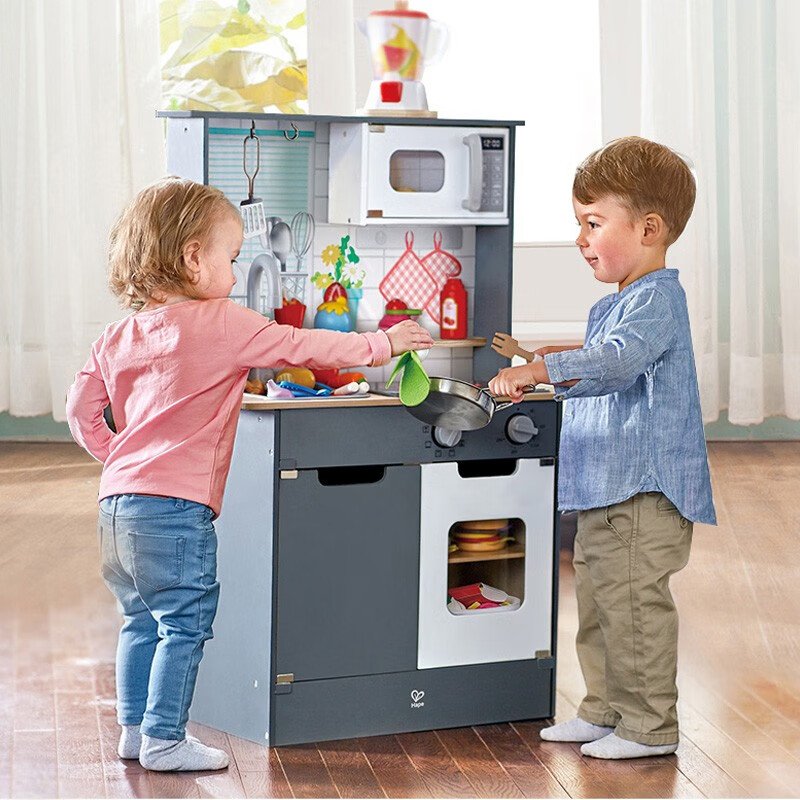 Hape儿童厨房玩具仿真过家家多功能厨房套装男孩女孩宝宝玩具生日礼物 E3166 超能声光模拟厨房