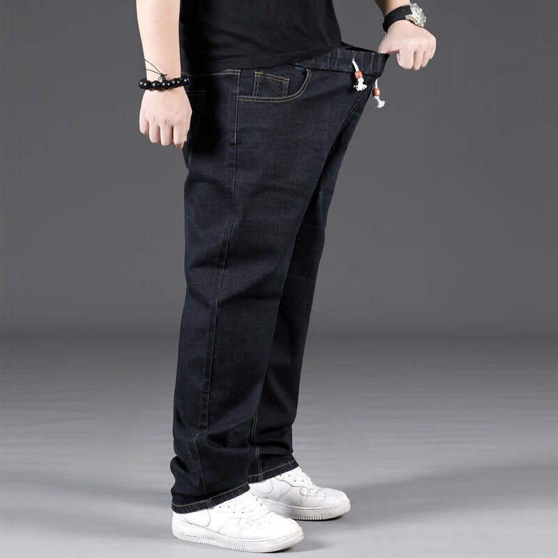 加大码男春秋款宽松直筒潮胖子肥佬胖人秋季 黑色春秋款 xl130150斤穿