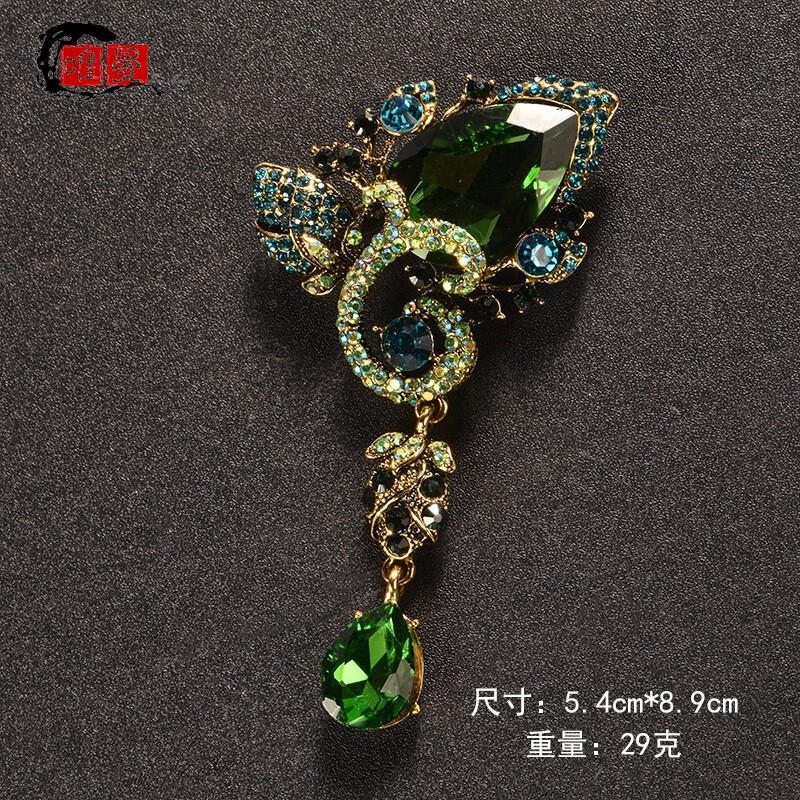 世奇工艺皓复古宫廷水晶吊坠胸针古风全钻精致胸花大衣配饰 大义凛然