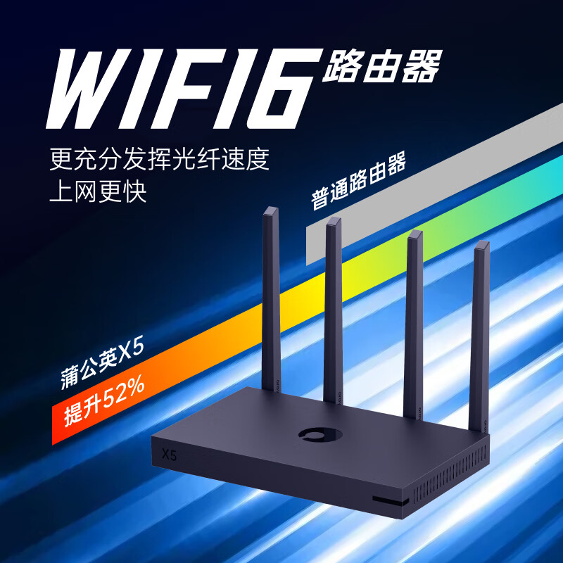 贝锐蒲公英X5 wifi6千兆路由器 双频无线路由企业局域网家用游戏办公高速上网穿墙5个网口 X5-7代