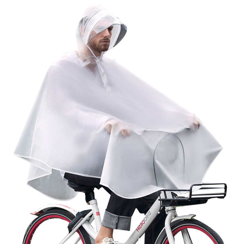查询捷达自行车单人雨衣电动车男女EVA环保时尚大帽檐有反光条加长加大便携雨披玉白款历史价格