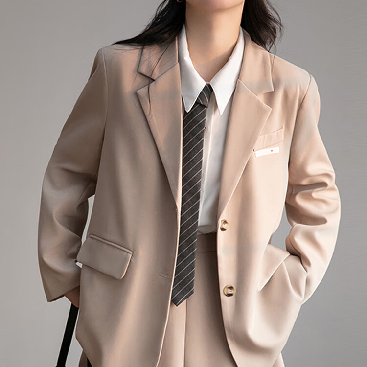 nzglr英伦短外套学院风搭配百褶裙套装小个子短款西装外套女2023年