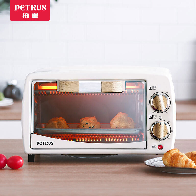柏翠（petrus）电烤箱家用多功能烘培全自动10.5L小型烤箱PET11 简约白