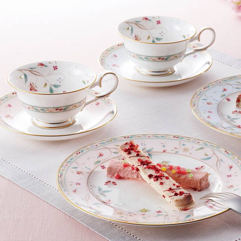 则武(Noritake)【礼物】HANASARASA咖啡杯套装欧式下午茶茶具精致对杯礼盒美式 HANASARASA 粉色杯碟