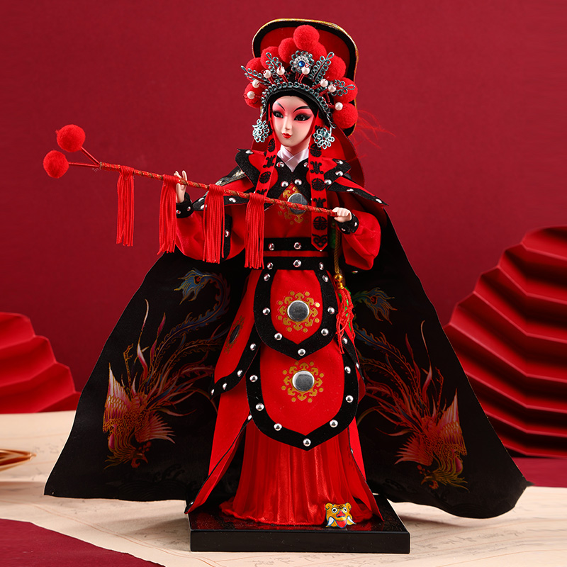 京剧脸谱人偶摆件中国特色送老外北京纪念品礼物绢人戏曲桌面 花木兰