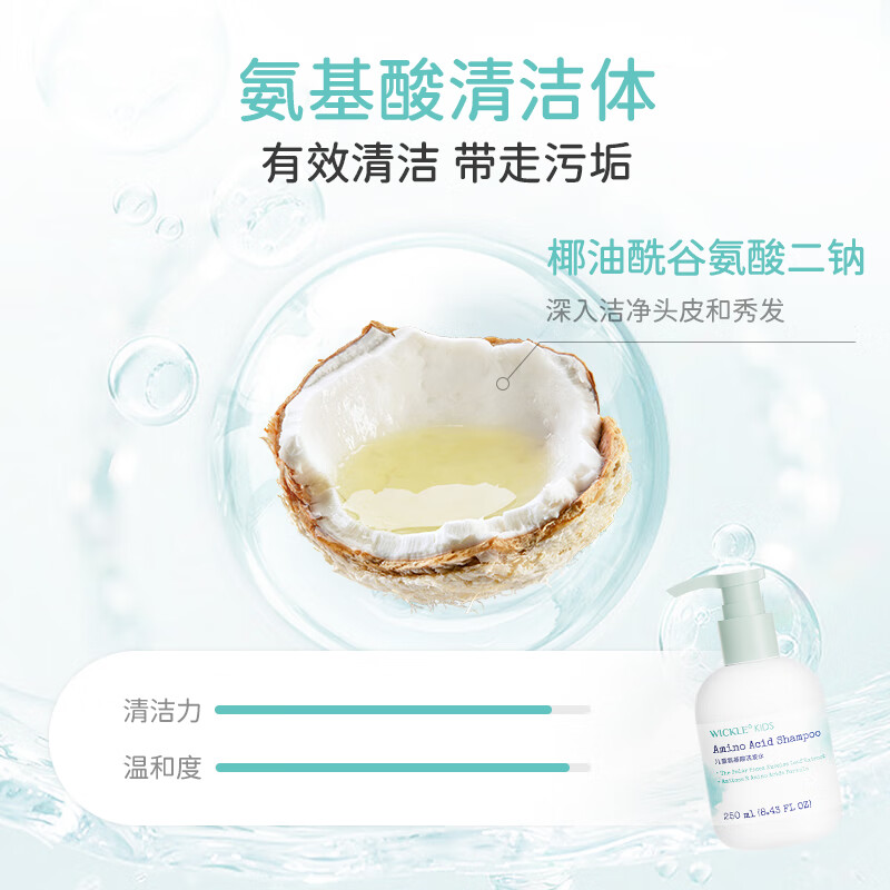 WICKLE儿童洗发水女孩宝宝专用顺滑洗发露男童中大童3岁+ 【2件更优惠】洗发水250ml*2