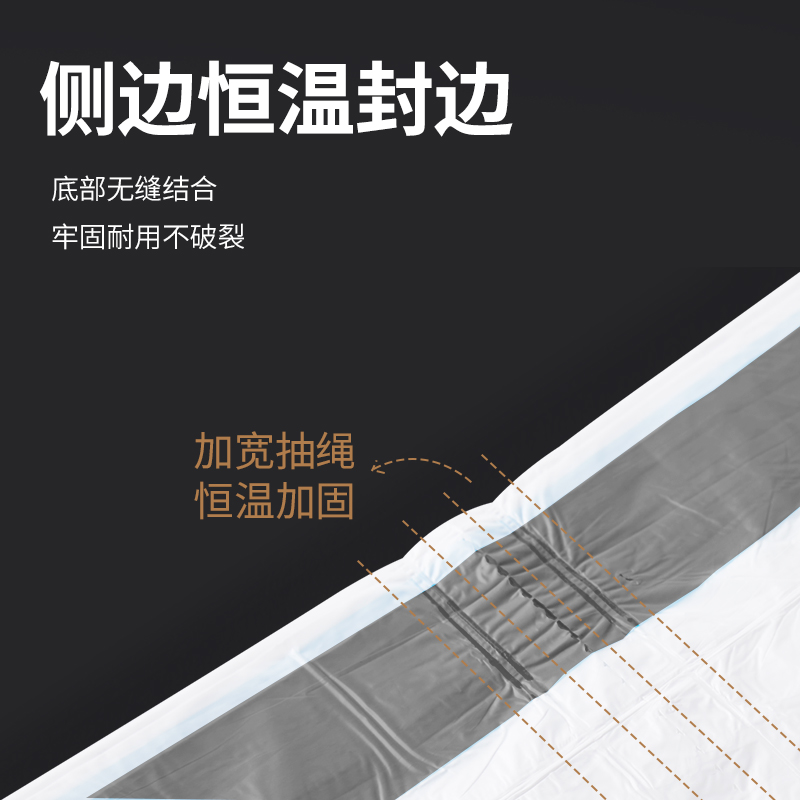 固成（GUCHENG）抽绳垃圾袋双面3.6丝 加厚超厚家用手提式厨房水桶一次性塑料袋 【60*60cm】超大号3卷共60只-雅典白