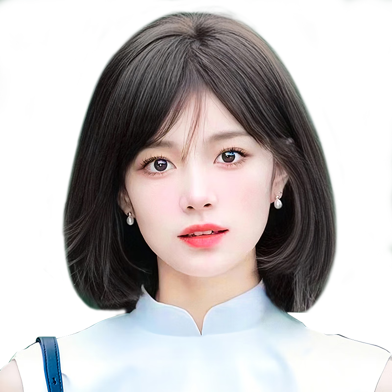 天空樹假發(fā)女黑天鵝高顱頂真發(fā)頭頂補(bǔ)發(fā)片輕薄蓬松遮白發(fā)手織中分假發(fā)片 中分八字劉海 【7*9自然色】 25cm