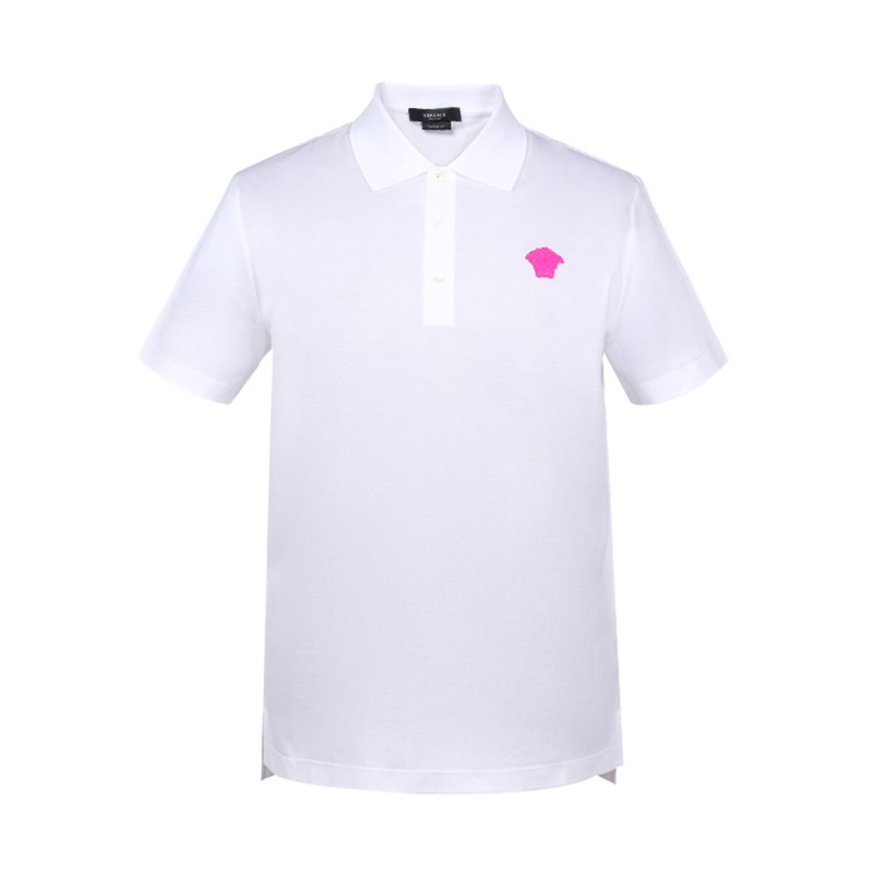范思哲 VERSACE 男士棉质刺绣美杜莎短袖POLO衫 白色 A87427 A237141 2W230 XL码 190/100B