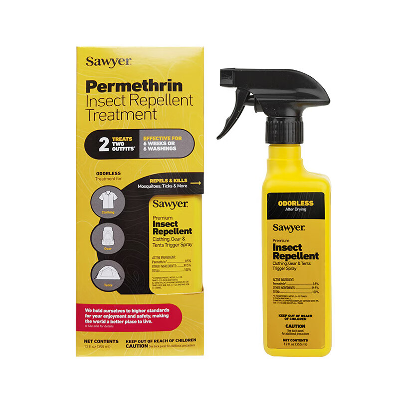 SAWYER美国进口索耶防蚊乳液喷雾驱蚊液避蚊胺派卡瑞丁儿童婴幼儿防蚊液 Sawyer索耶衣物驱蚊喷雾 355ml