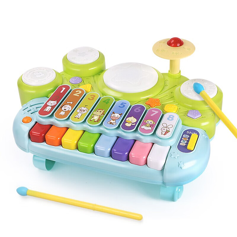 谷雨电子木琴游戏鼓八音手敲琴架子鼓宝宝儿童电子琴男孩女孩玩具礼物 谷雨电子木琴游戏鼓