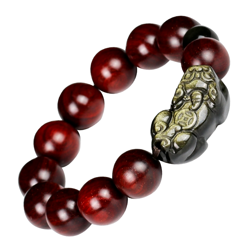 陶木緣 印度小葉紫檀手串招財貔貅男女款佛珠老料文玩飾品把件 小葉紫檀金耀招財貔貅12mm