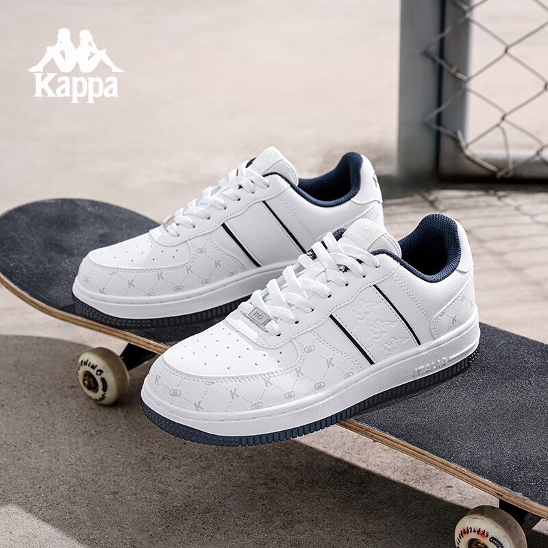 KAPPA卡帕女鞋休闲板鞋女2025冬季新款百搭小白鞋软底轻便运动鞋子女款 经典白/鹈鹕灰 37