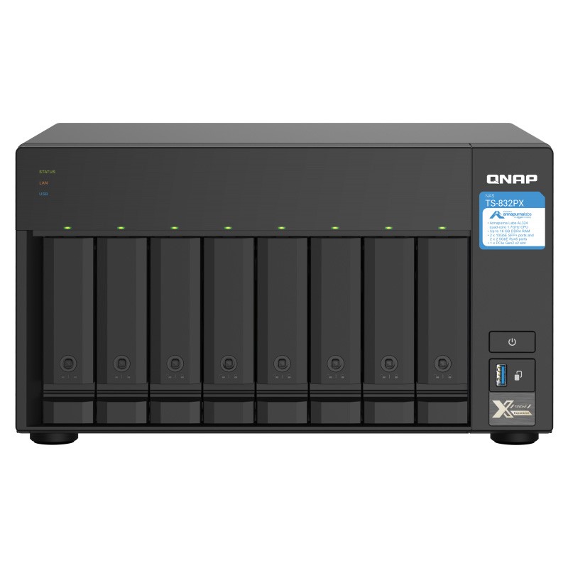威联通（QNAP） TS-832PX八盘位NAS企业网络存储器万兆光口nas网络磁盘阵列服务器 TS-832PX 4G 标机无硬盘