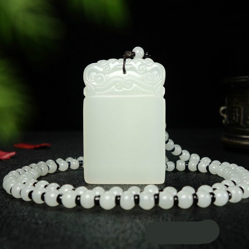 岚珊生日礼物新疆和田玉白玉平安无事牌羊脂玉籽料吊坠玉佩玉牌男士