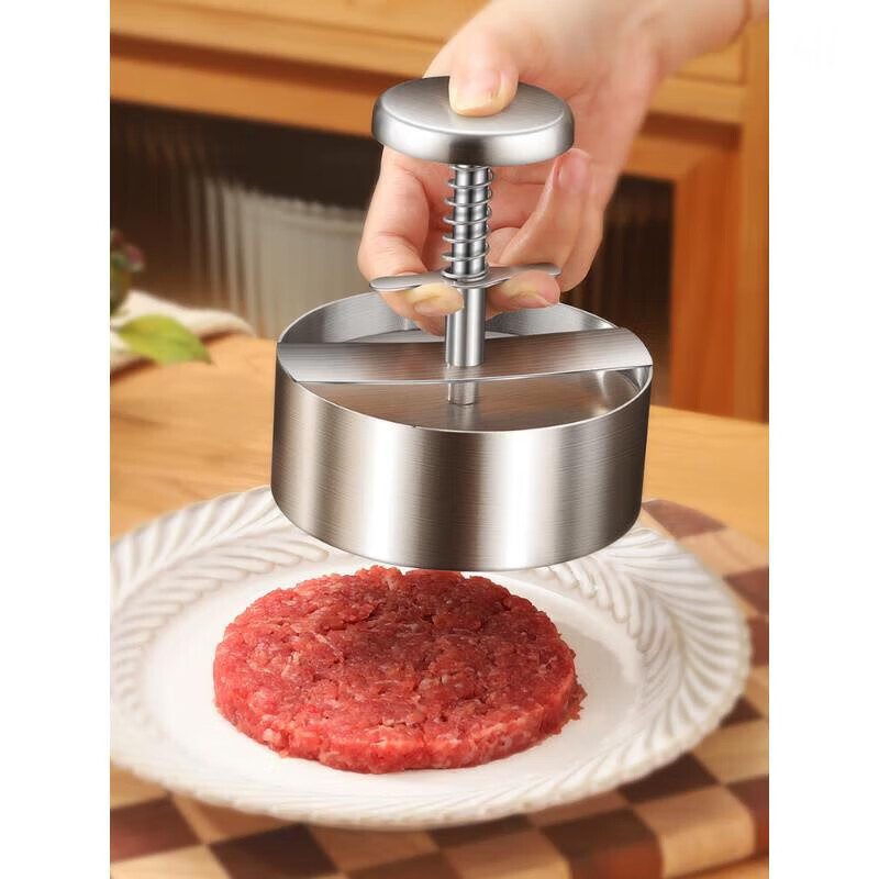 316肉饼压模具压肉器圆形手动压饼饼虾饼自制模具 316钢 压肉饼模