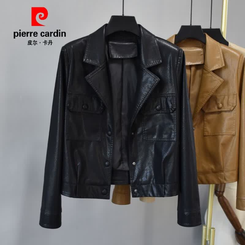 皮尔卡丹（pierre cardin）新款时尚皮衣女2023春秋季韩版短款小个子pu皮外套水洗皮机车夹克 黑色 M使用感如何?