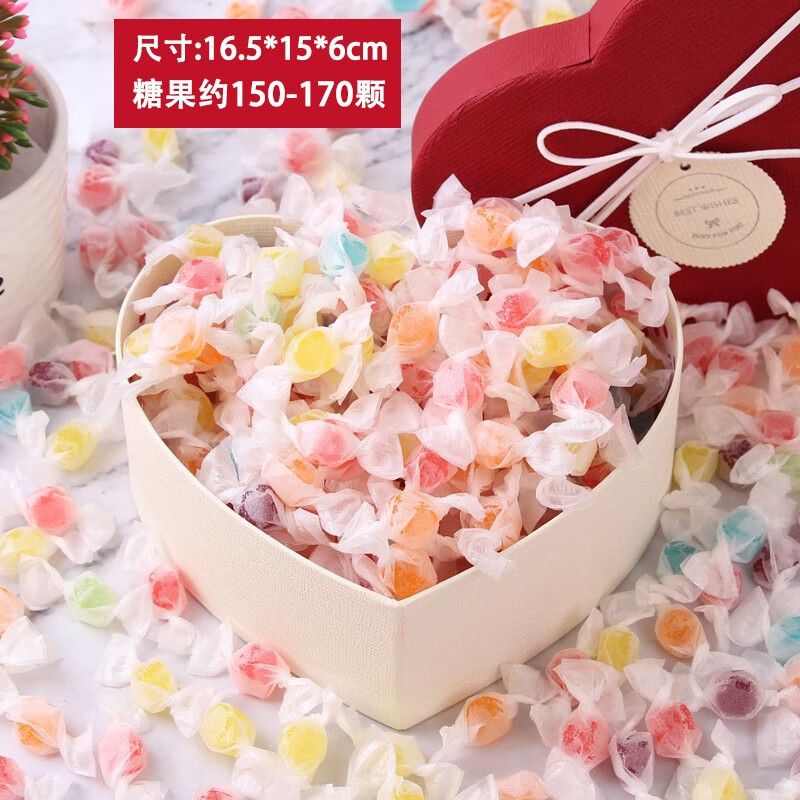 欧贤禾彩色千纸鹤心形糖果礼盒装礼物送女生38妇女女神节休闲零食大