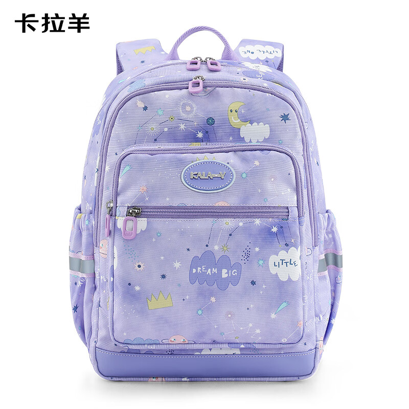 卡拉羊(KALA·Y)小学生书包轻便游学包防泼水多隔层双肩包男女印花儿童书包漫游 薰衣草爱丽丝【三维减负】
