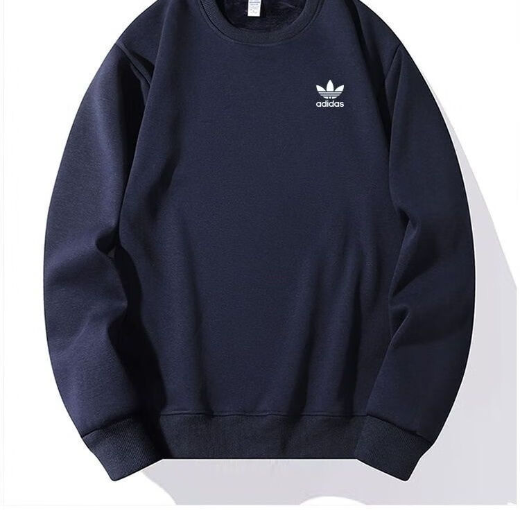 ADIDAS TECHFIT阿迪三叶草加绒加厚圆领卫衣运动休闲百搭男女潮流时尚冬季保暖 ss 藏青色加绒款 5xl 175-200斤