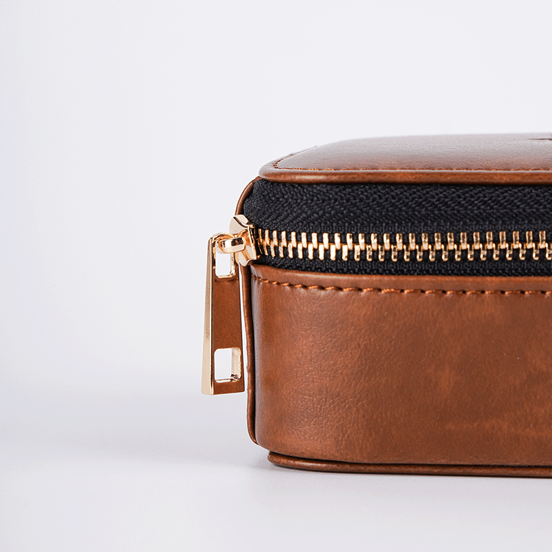 NICEHCK 大尺寸高档拉链耳机包PU盒便携多功能用途防压抗震保护收纳数据线数码U优盘HiFi线材 大容量PU拉链耳机盒-棕色款