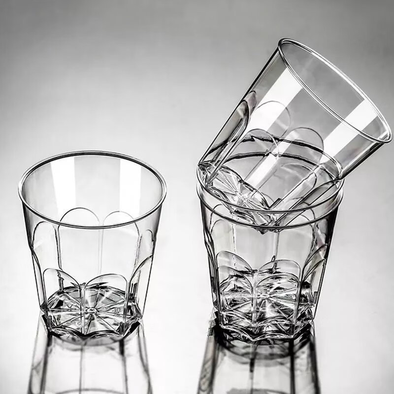 【精选】一次性杯子加厚航空杯硬杯塑料啤酒杯洋酒杯KTV酒吧商用 250毫升台阶洋酒杯(透明) 3个(试用装)