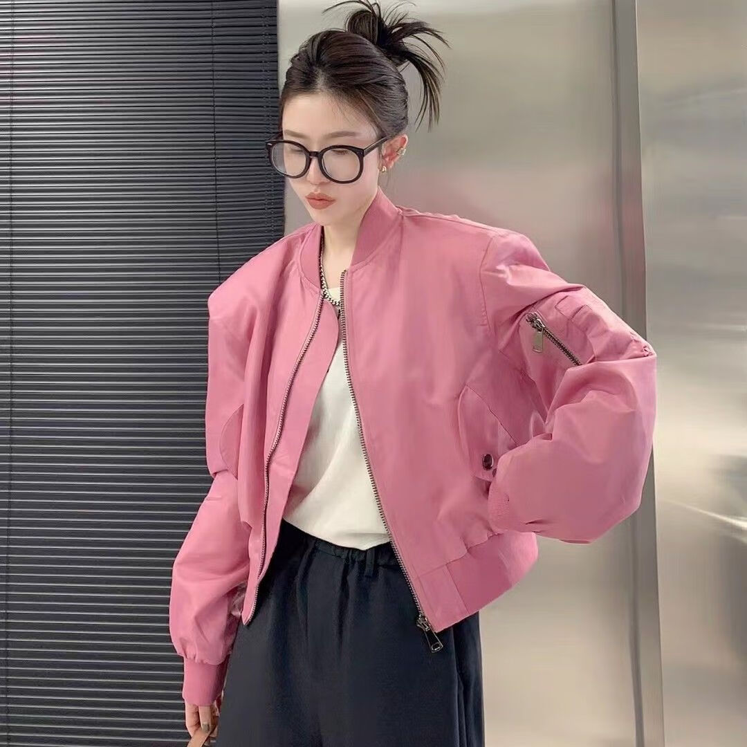 恬钦二八月女装外套高档时装2023春秋季甜酷风口袋拼接短款外套女纯色