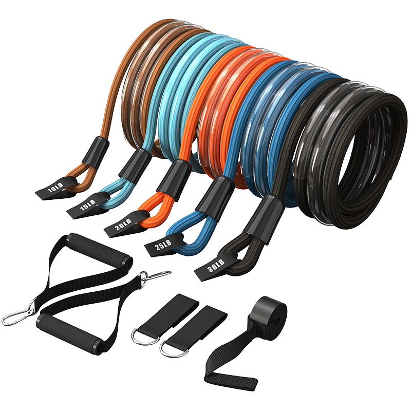 京东京造 拉力绳弹力带拉力器臂力器 家用阻力带锻炼胸肌训练肌肉运动健身器材弹力绳12件套（100磅）