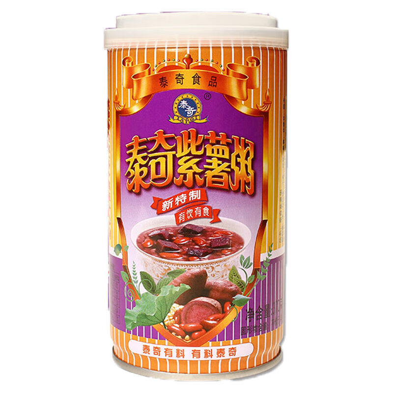泰奇八宝粥原味红豆紫薯370/罐玉米海带即食早餐粥 紫薯口味*6罐